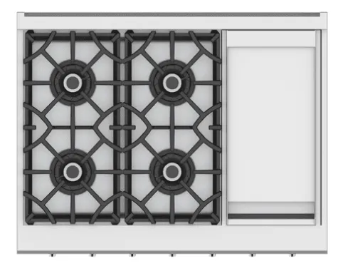 Hestan KRT364GDLPYW 36" 4-Burner Rangetop With 12" Griddle - Liquid Propane - Yellow / Sol
