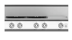 Hestan KRT364GDNGWH 36" 4-Burner Rangetop With 12" Griddle - Natural Gas - White / Froth