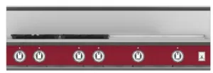 Hestan KRT484GDLPBG 48" 4-Burner Rangetop With 24" Griddle - Liquid Propane - Burgundy / Tin Roof
