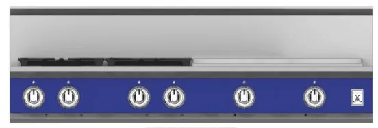Hestan KRT484GDLPBU 48" 4-Burner Rangetop With 24" Griddle - Liquid Propane - Blue / Prince