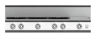 Hestan KRT485GDLPWH 48" 5-Burner Rangetop With 12" Griddle - Liquid Propane - White / Froth