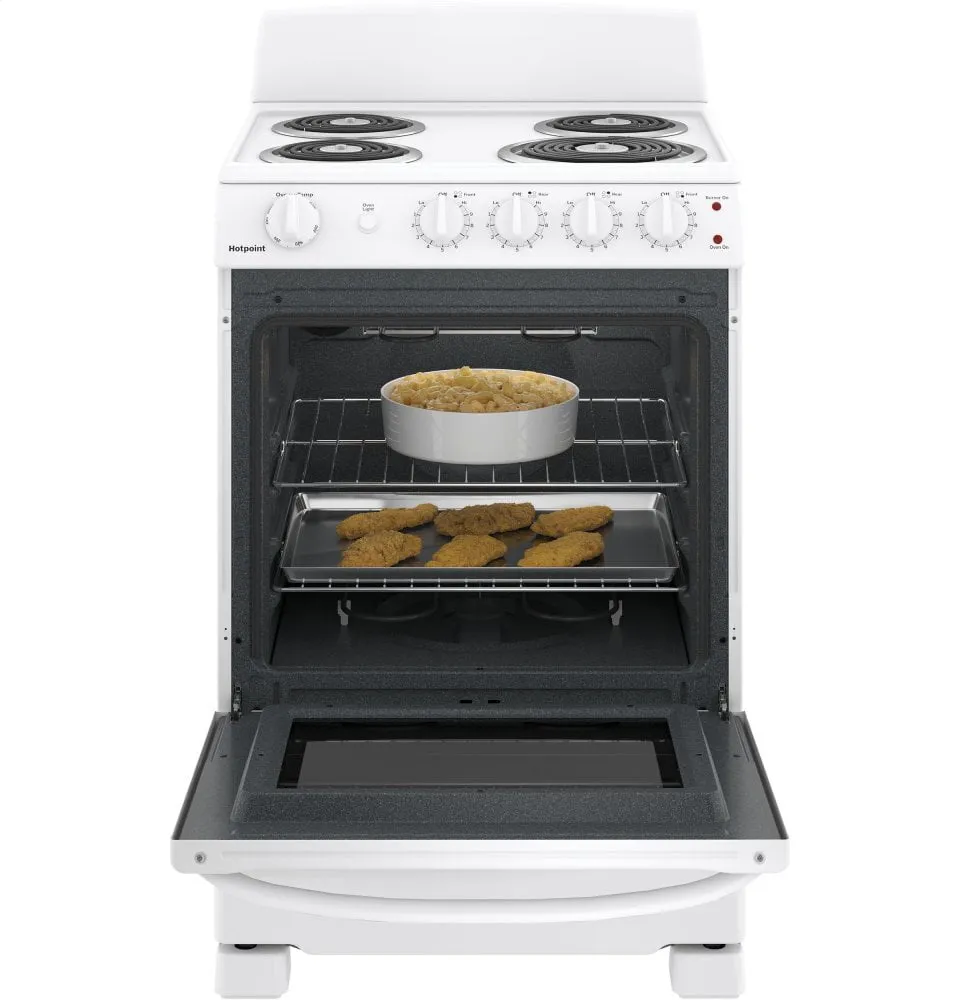 Hotpoint RAS300DMWW Hotpoint 24" Free-Standing Front-Control Electric Range