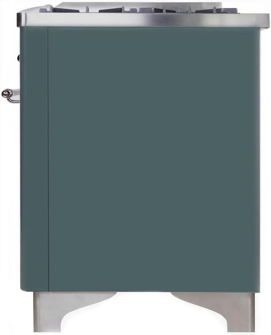 Ilve UM09FDNS3BGC Majestic Ii 36 Inch Dual Fuel Natural Gas Freestanding Range In Blue Grey With Chrome Trim