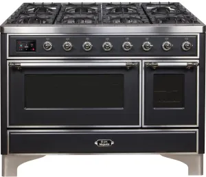 Ilve UM12FDNS3MGCLP Majestic Ii 48 Inch Dual Fuel Liquid Propane Freestanding Range In Matte Graphite With Chrome Trim
