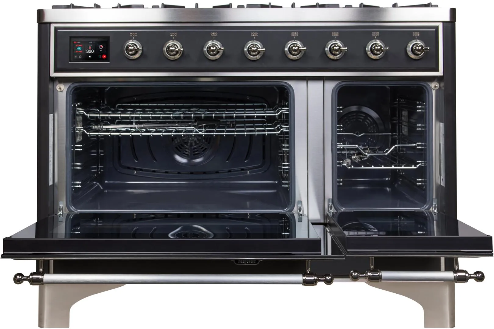 Ilve UM12FDNS3MGCLP Majestic Ii 48 Inch Dual Fuel Liquid Propane Freestanding Range In Matte Graphite With Chrome Trim