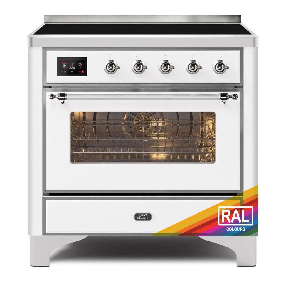 Ilve UMI09NS3RAC Ilve Majestic Ii 36 Umi09Ns3Rac Freestanding Electric Range With Induction Single Oven With Triple Glass Door In Ral Color With Chrome Knobs