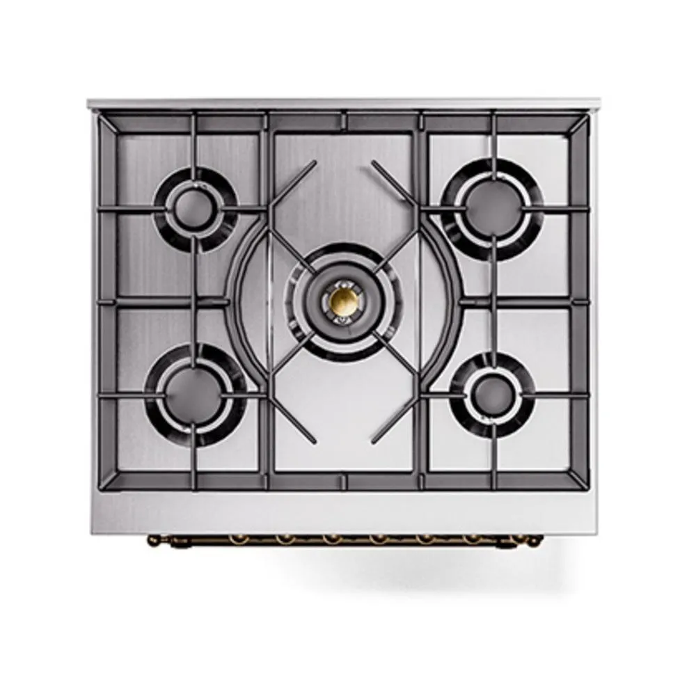 Ilve UN30QNMPAWBLP Ilve Un30Qnmpawblp Nostalgie Ii Noblesse 30" Dual Fuel Range (Liquid Propane, Solid Door, Antique White, Burnished)