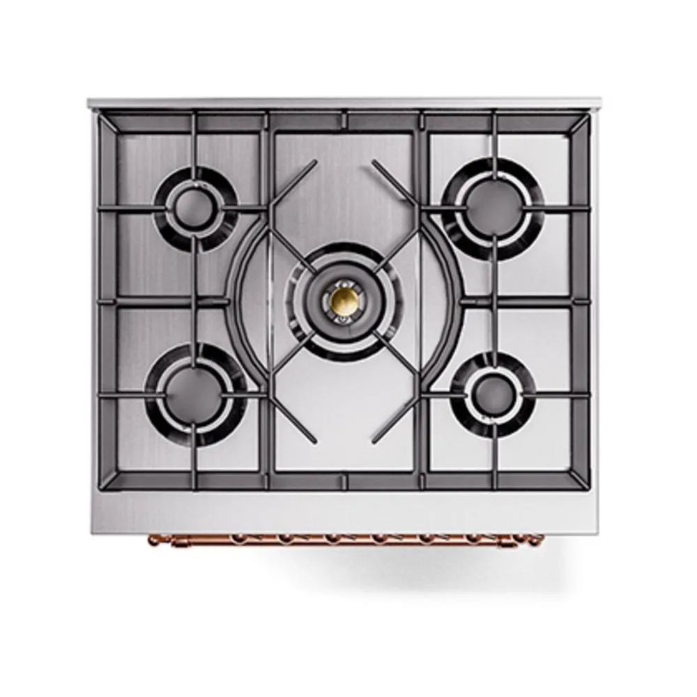 Ilve UN30QNMPAWP Ilve Un30Qnmpawp Nostalgie Ii Noblesse 30" Dual Fuel Range (Natural Gas, Solid Door, Antique White, Copper)