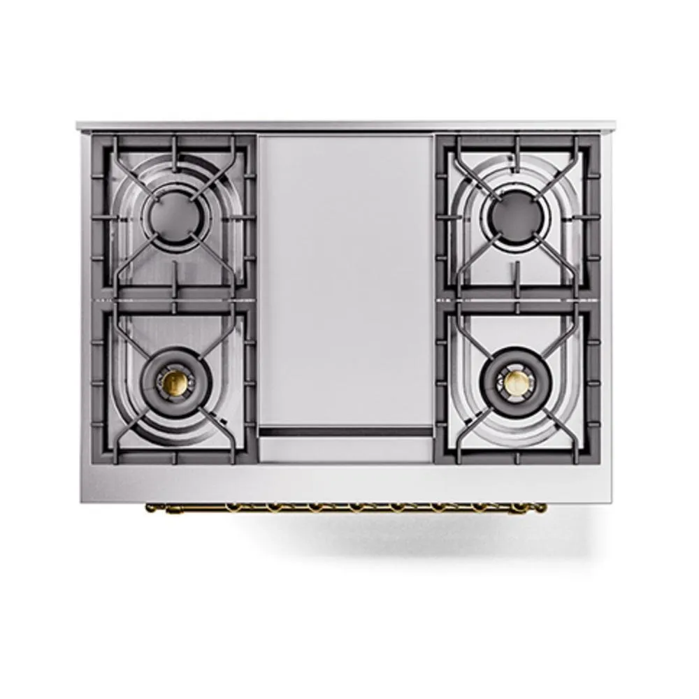 Ilve UN36FNMPMBGLP Ilve Un36Fnmpmbglp Nostalgie Ii Noblesse 36" Dual Fuel Range (Liquid Propane, Triple Glass Door, Midnight Blue, Brass)