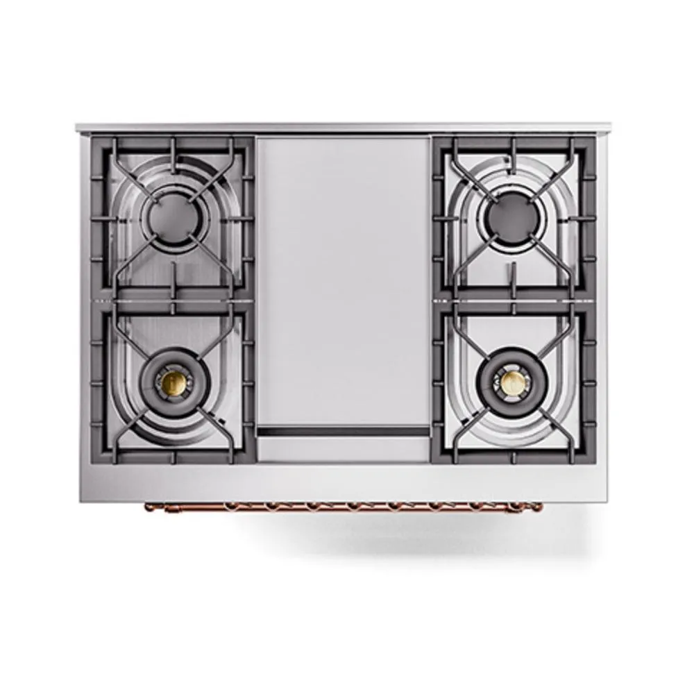 Ilve UN36FNMPMGPLP Ilve Un36Fnmpmgplp Nostalgie Ii Noblesse 36" Dual Fuel Range (Liquid Propane, Triple Glass Door, Graphite Matte, Copper)