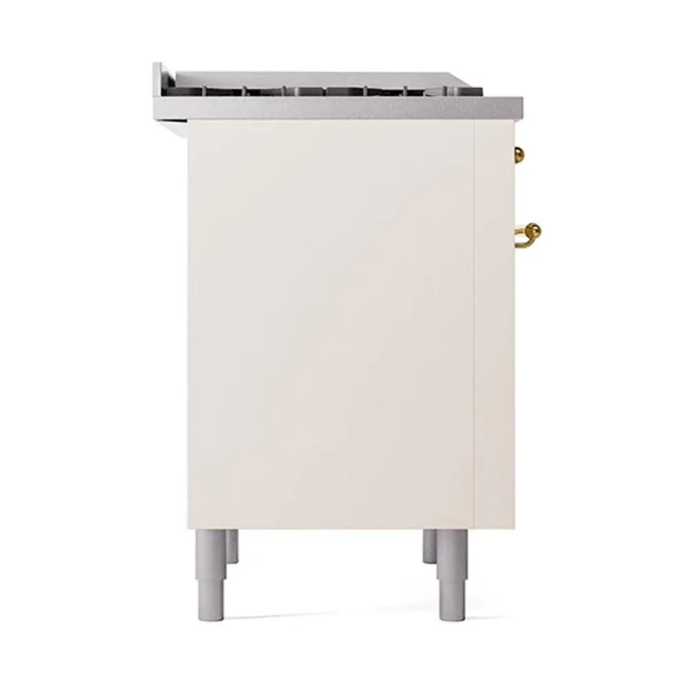 Ilve UN36FQNMPAWGLP Ilve Un36Fqnmpawglp Nostalgie Ii Noblesse 36" Dual Fuel Range (Liquid Propane, Solid Door, Antique White, Brass)