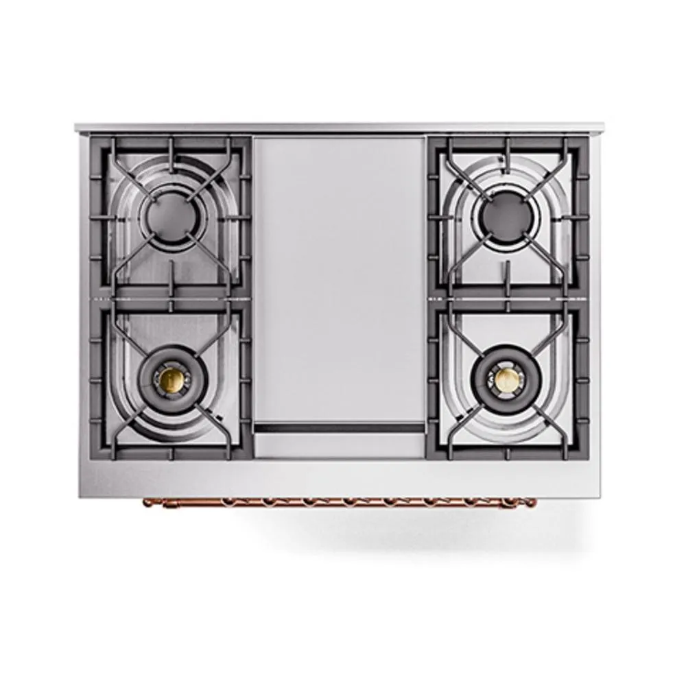Ilve UN36FQNMPAWPLP Ilve Un36Fqnmpawplp Nostalgie Ii Noblesse 36" Dual Fuel Range (Liquid Propane, Solid Door, Antique White, Copper)