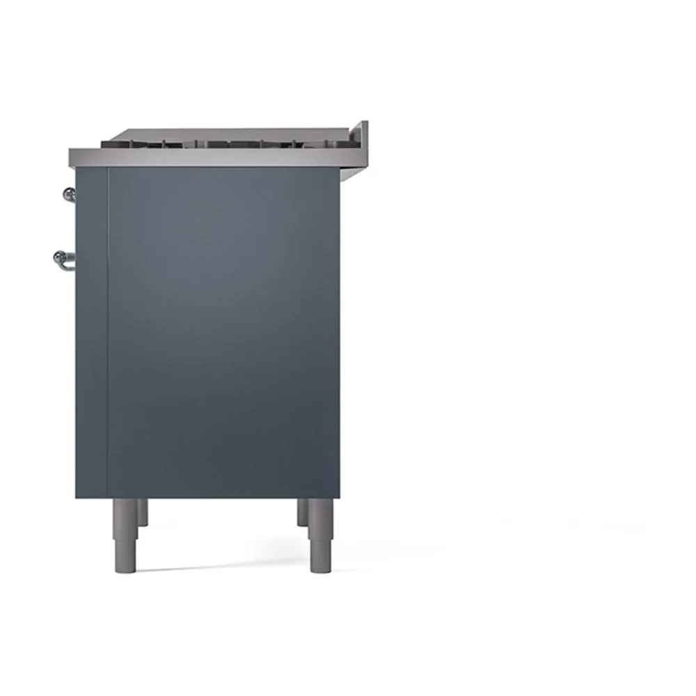 Ilve UN36FQNMPBGCLP Ilve Un36Fqnmpbgclp Nostalgie Ii Noblesse 36" Dual Fuel Range (Liquid Propane, Solid Door, Blue Grey, Chrome)