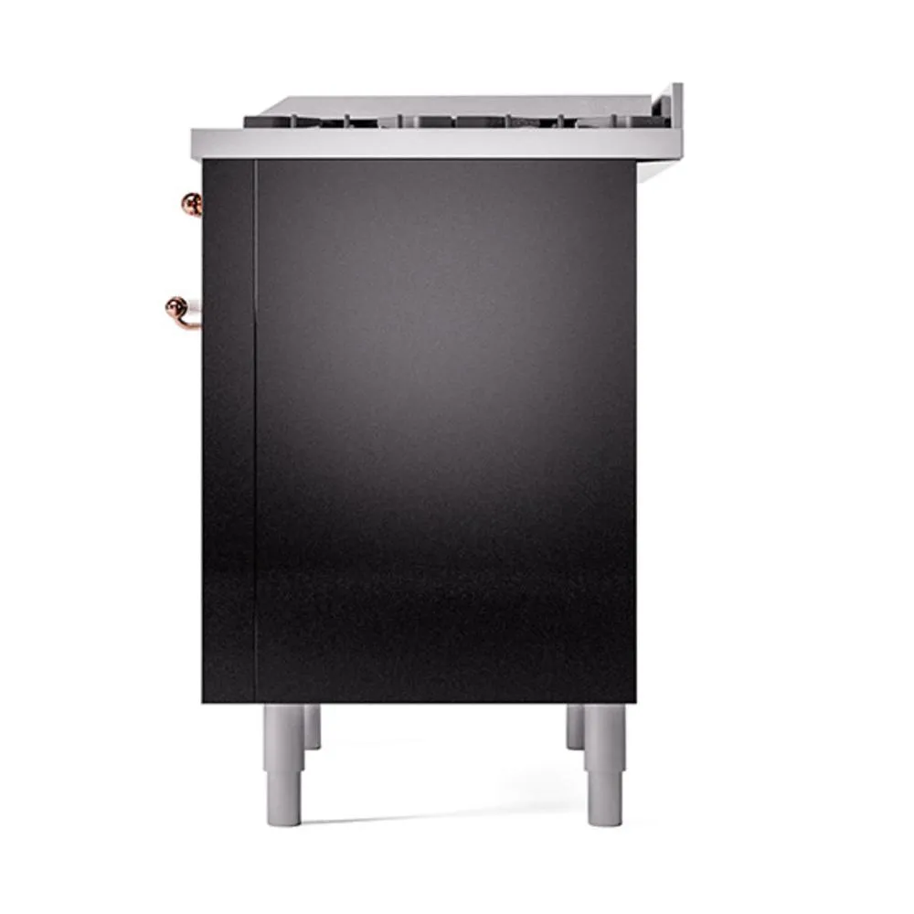 Ilve UN36FQNMPBKPLP Ilve Un36Fqnmpbkplp Nostalgie Ii Noblesse 36" Dual Fuel Range (Liquid Propane, Solid Door, Glossy Black, Copper)