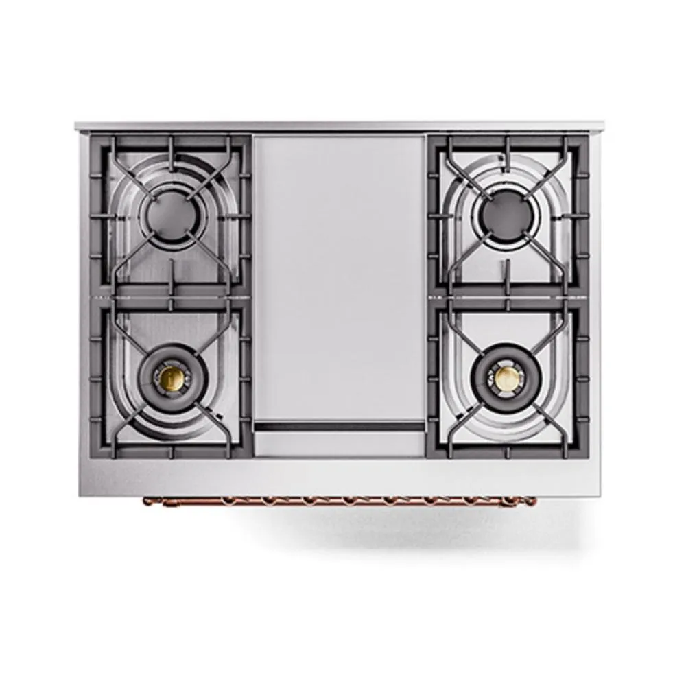 Ilve UN36FQNMPBKPLP Ilve Un36Fqnmpbkplp Nostalgie Ii Noblesse 36" Dual Fuel Range (Liquid Propane, Solid Door, Glossy Black, Copper)