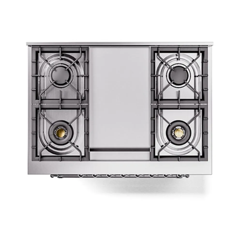 Ilve UN36FQNMPBUCLP Ilve Un36Fqnmpbuclp Nostalgie Ii Noblesse 36" Dual Fuel Range (Liquid Propane, Solid Door, Burgundy, Chrome)