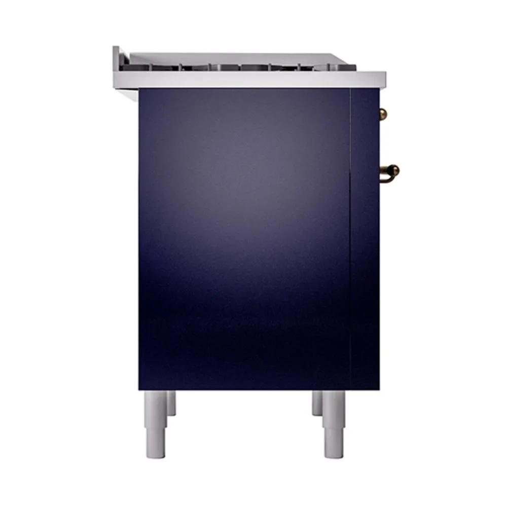 Ilve UN36FQNMPMBB Ilve Un36Fqnmpmbb Nostalgie Ii Noblesse 36" Dual Fuel Range (Natural Gas, Solid Door, Midnight Blue, Burnished)