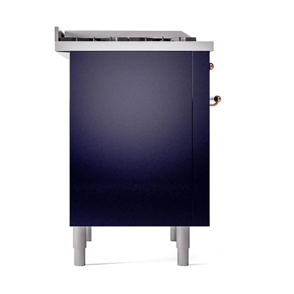 Ilve UN36FQNMPMBP Ilve Un36Fqnmpmbp Nostalgie Ii Noblesse 36" Dual Fuel Range (Natural Gas, Solid Door, Midnight Blue, Copper)