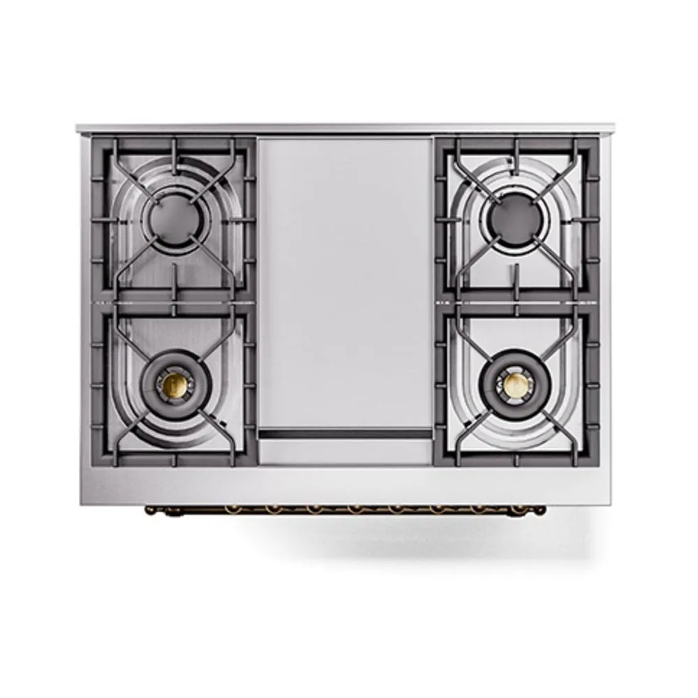 Ilve UN36FQNMPMGBLP Ilve Un36Fqnmpmgblp Nostalgie Ii Noblesse 36" Dual Fuel Range (Liquid Propane, Solid Door, Graphite Matte, Burnished)