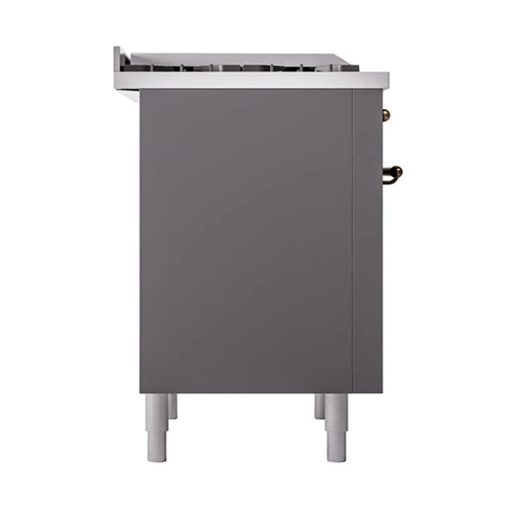 Ilve UN36FQNMPMGBLP Ilve Un36Fqnmpmgblp Nostalgie Ii Noblesse 36" Dual Fuel Range (Liquid Propane, Solid Door, Graphite Matte, Burnished)