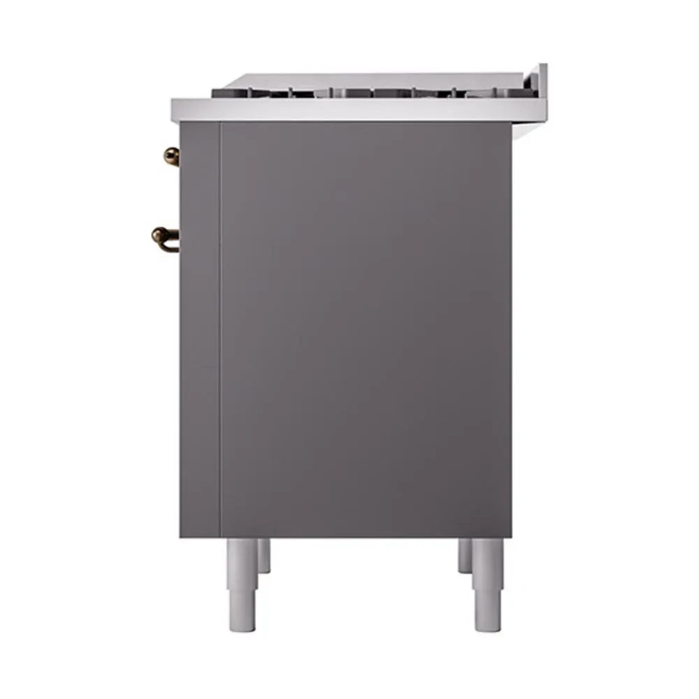 Ilve UN36FQNMPMGBLP Ilve Un36Fqnmpmgblp Nostalgie Ii Noblesse 36" Dual Fuel Range (Liquid Propane, Solid Door, Graphite Matte, Burnished)
