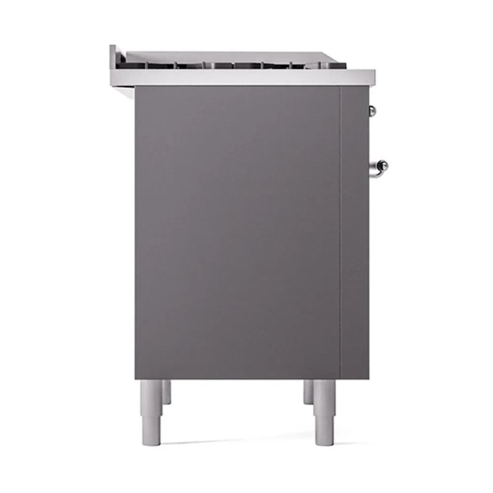 Ilve UN36FQNMPMGC Ilve Un36Fqnmpmgc Nostalgie Ii Noblesse 36" Dual Fuel Range (Natural Gas, Solid Door, Graphite Matte, Chrome)