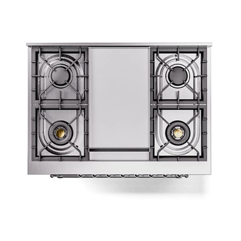 Ilve UN36FQNMPMGC Ilve Un36Fqnmpmgc Nostalgie Ii Noblesse 36" Dual Fuel Range (Natural Gas, Solid Door, Graphite Matte, Chrome)
