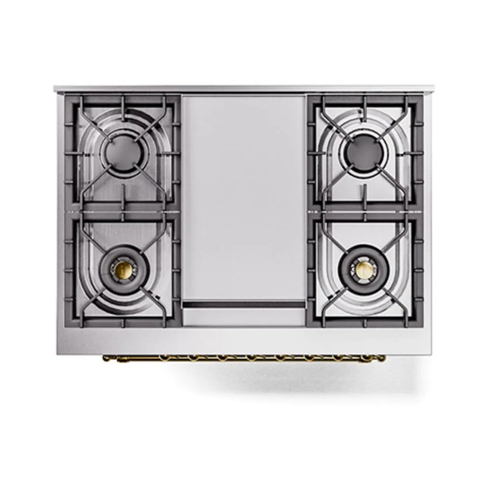 Ilve UN36FQNMPMGGLP Ilve Un36Fqnmpmgglp Nostalgie Ii Noblesse 36" Dual Fuel Range (Liquid Propane, Solid Door, Graphite Matte, Brass)