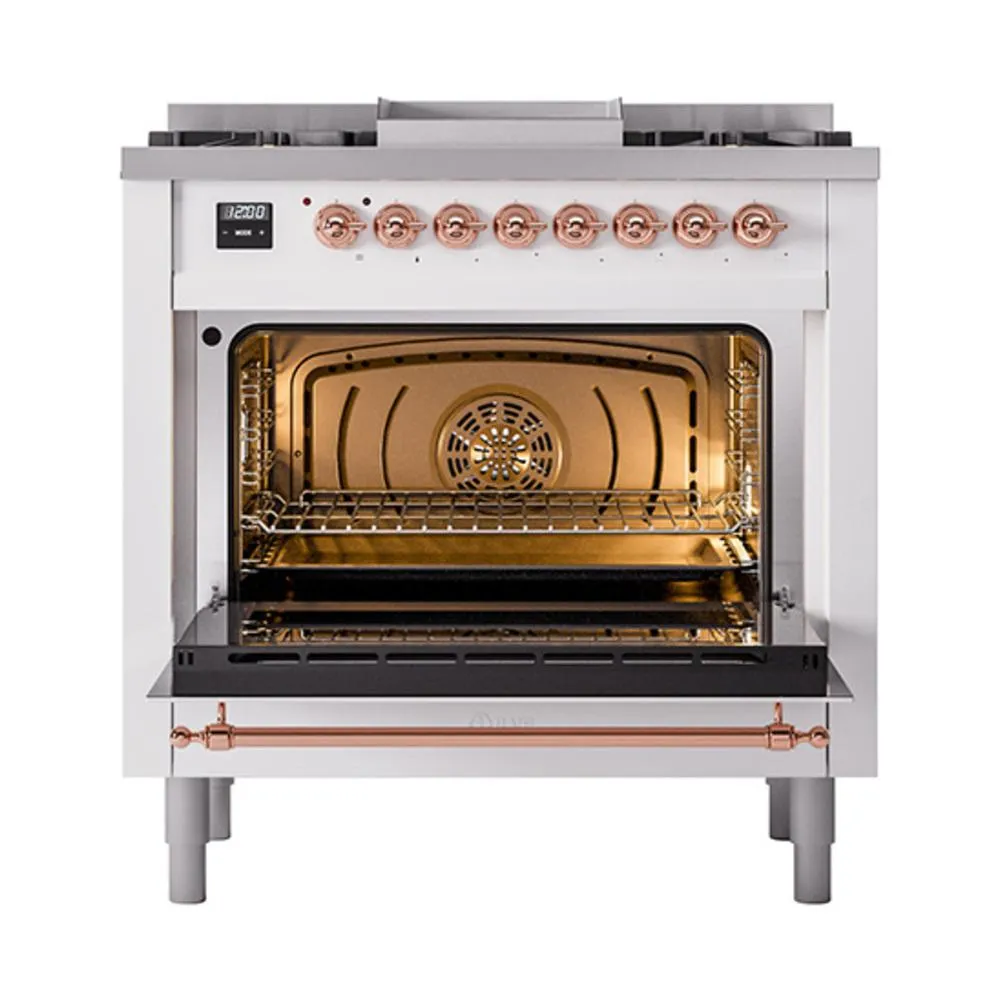 Ilve UN36FQNMPRAP Ilve Un36Fqnmprap Nostalgie Ii Noblesse 36" Dual Fuel Range (Natural Gas, Solid Door, Ral, Copper)