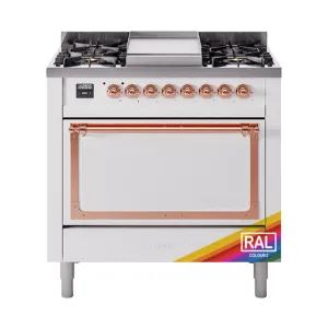 Ilve UN36FQNMPRAP Ilve Un36Fqnmprap Nostalgie Ii Noblesse 36" Dual Fuel Range (Natural Gas, Solid Door, Ral, Copper)