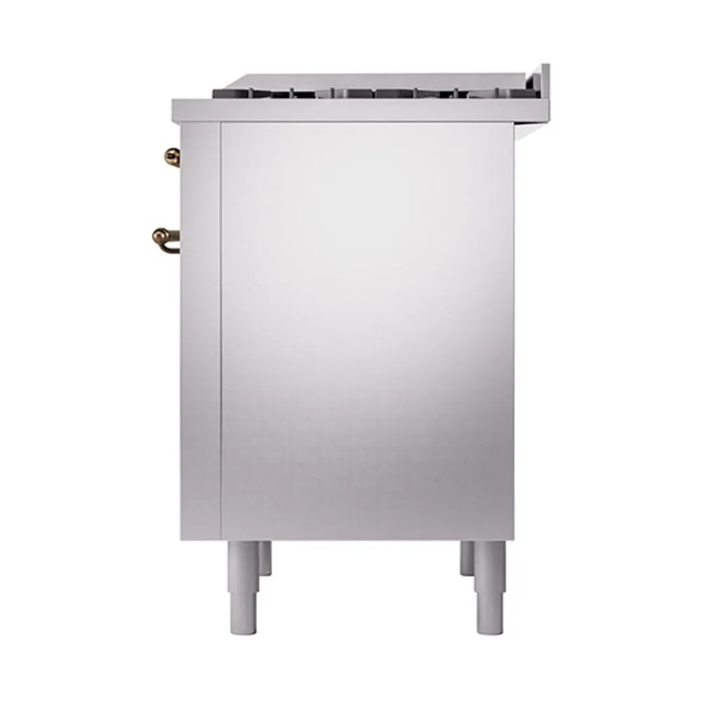Ilve UN36FQNMPSSBLP Ilve Un36Fqnmpssblp Nostalgie Ii Noblesse 36" Dual Fuel Range (Liquid Propane, Solid Door, Stainless Steel, Burnished)