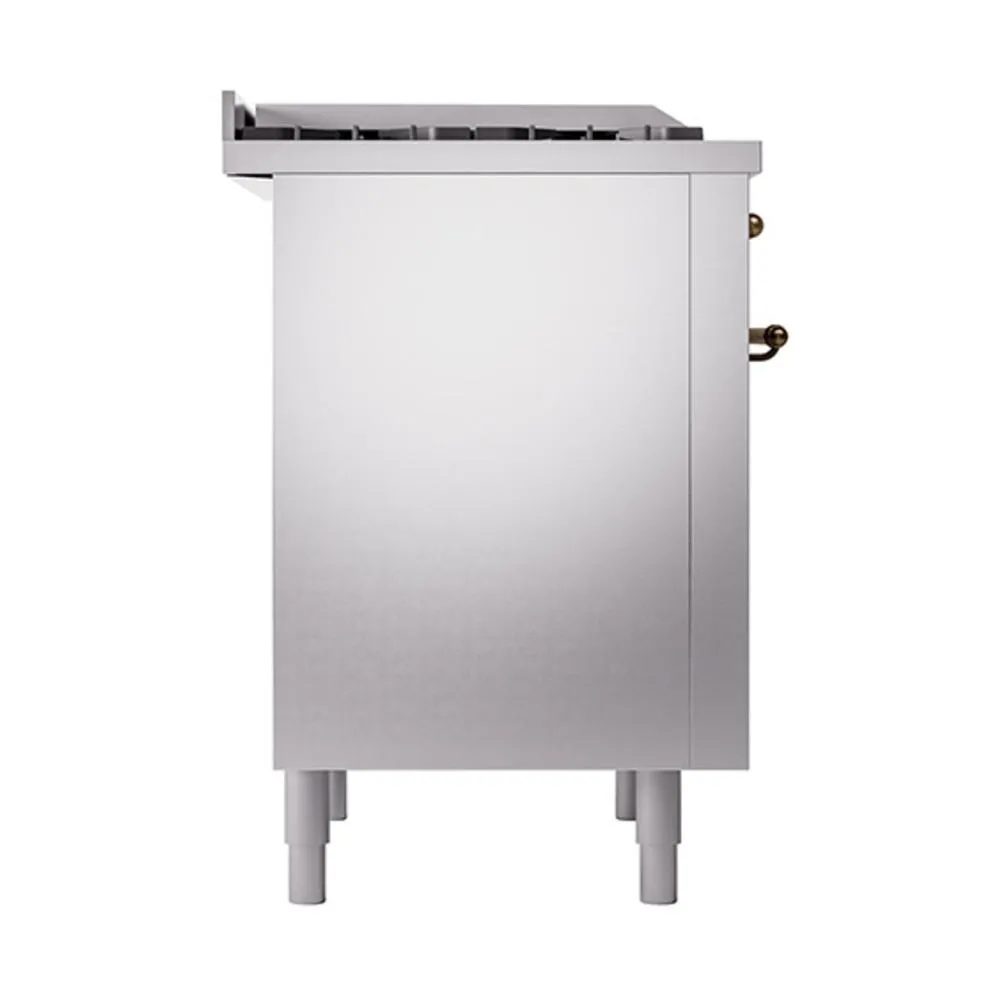 Ilve UN36FQNMPSSBLP Ilve Un36Fqnmpssblp Nostalgie Ii Noblesse 36" Dual Fuel Range (Liquid Propane, Solid Door, Stainless Steel, Burnished)
