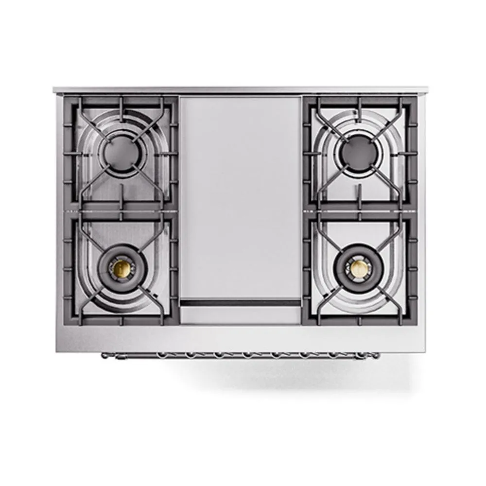 Ilve UN36FQNMPSSC Ilve Un36Fqnmpssc Nostalgie Ii Noblesse 36" Dual Fuel Range (Natural Gas, Solid Door, Stainless Steel, Chrome)