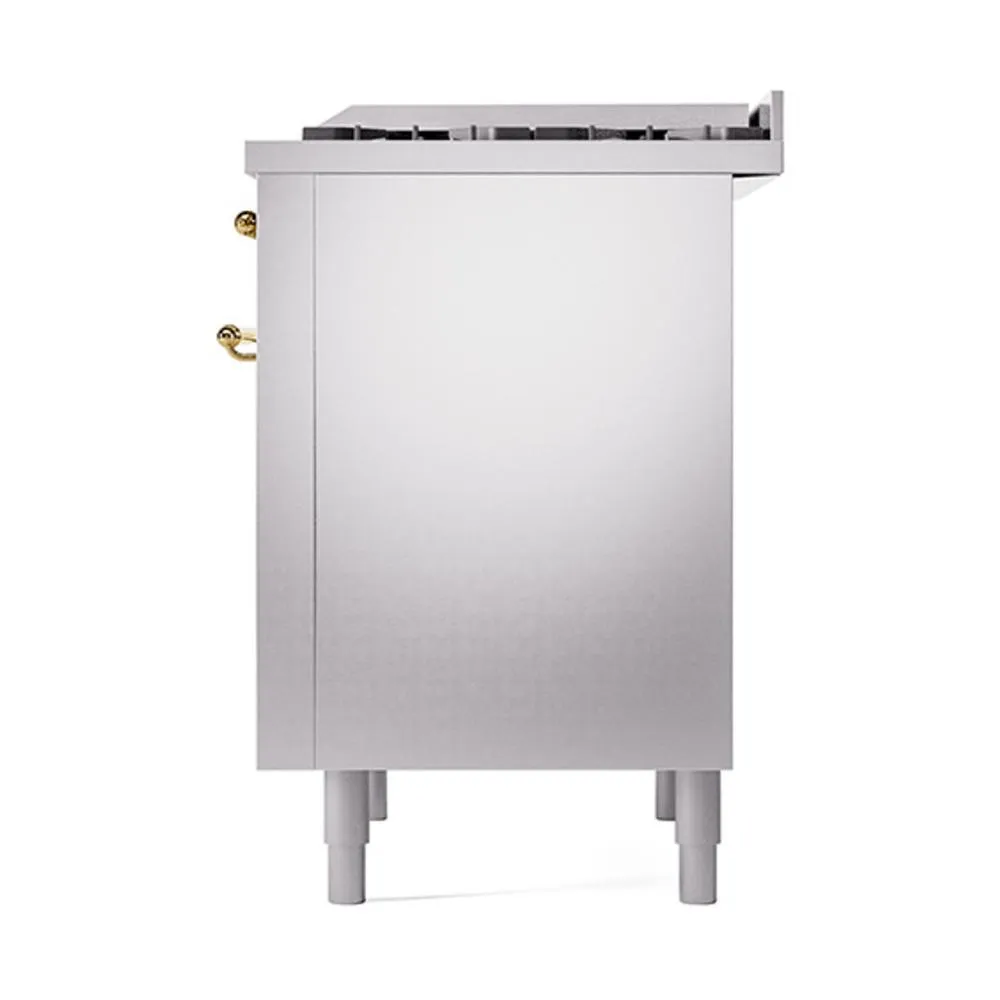 Ilve UN36FQNMPSSGLP Ilve Un36Fqnmpssglp Nostalgie Ii Noblesse 36" Dual Fuel Range (Liquid Propane, Solid Door, Stainless Steel, Brass)