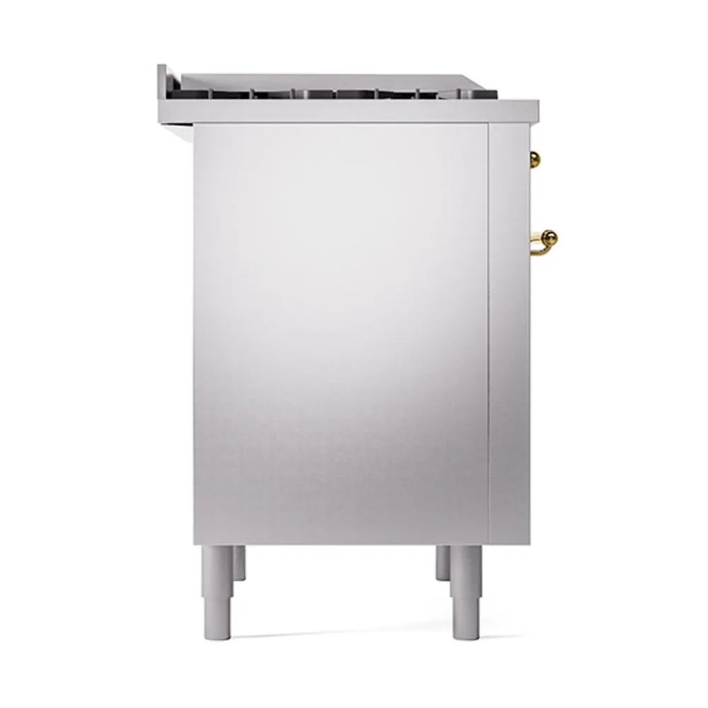 Ilve UN36FQNMPSSGLP Ilve Un36Fqnmpssglp Nostalgie Ii Noblesse 36" Dual Fuel Range (Liquid Propane, Solid Door, Stainless Steel, Brass)