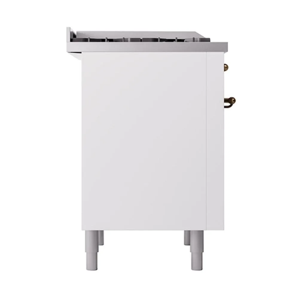 Ilve UN36FQNMPWHBLP Ilve Un36Fqnmpwhblp Nostalgie Ii Noblesse 36" Dual Fuel Range (Liquid Propane, Solid Door, White, Burnished)