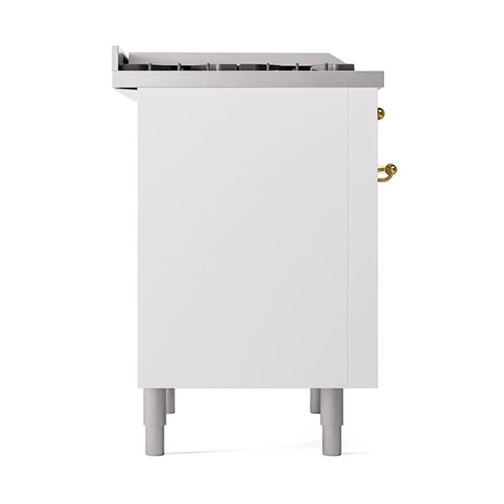 Ilve UN36FQNMPWHGLP Ilve Un36Fqnmpwhglp Nostalgie Ii Noblesse 36" Dual Fuel Range (Liquid Propane, Solid Door, White, Brass)