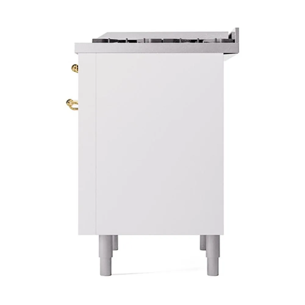 Ilve UN36FQNMPWHGLP Ilve Un36Fqnmpwhglp Nostalgie Ii Noblesse 36" Dual Fuel Range (Liquid Propane, Solid Door, White, Brass)