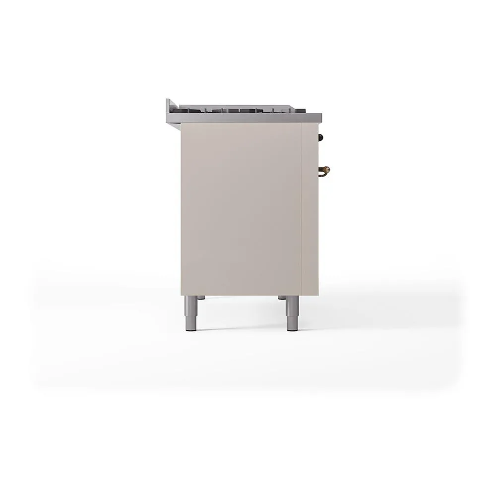 Ilve UN48FQNMPAWB Ilve Un48Fqnmpawb Nostalgie Ii Noblesse 48" Dual Fuel Range (8 Sealed Burners   Griddle, Natural Gas, Solid Door, Antique White, Burnished)