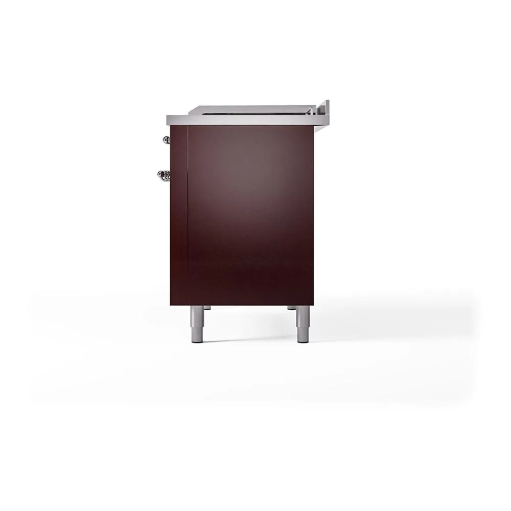 Ilve UN48FSQNMPBUCLP Ilve Un48Fsqnmpbuclp Nostalgie Ii Noblesse 48" Dual Fuel Range (5 Sealed Burners   Griddle   French Top, Liquid Propane, Solid Door, Burgundy, Chrome)