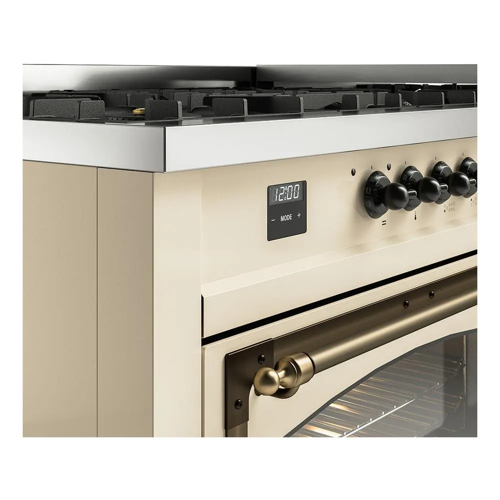 Ilve UN60FNMPAWB Ilve Un60Fnmpawb Nostalgie Ii Noblesse 60" Dual Fuel Range (9 Sealed Burners   Griddle, Natural Gas, Triple Glass Door, Antique White, Burnished)