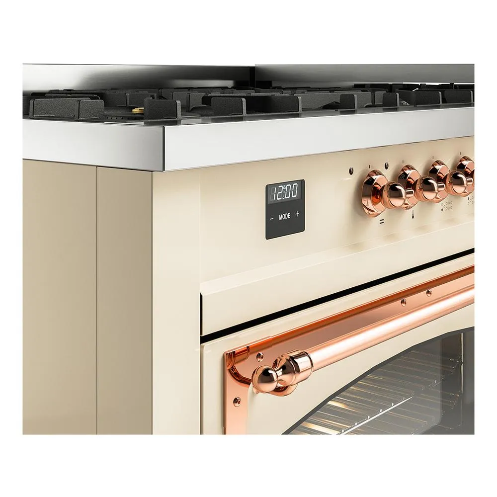 Ilve UN60FNMPAWPLP Ilve Un60Fnmpawplp Nostalgie Ii Noblesse 60" Dual Fuel Range (9 Sealed Burners   Griddle, Liquid Propane, Triple Glass Door, Antique White, Copper)