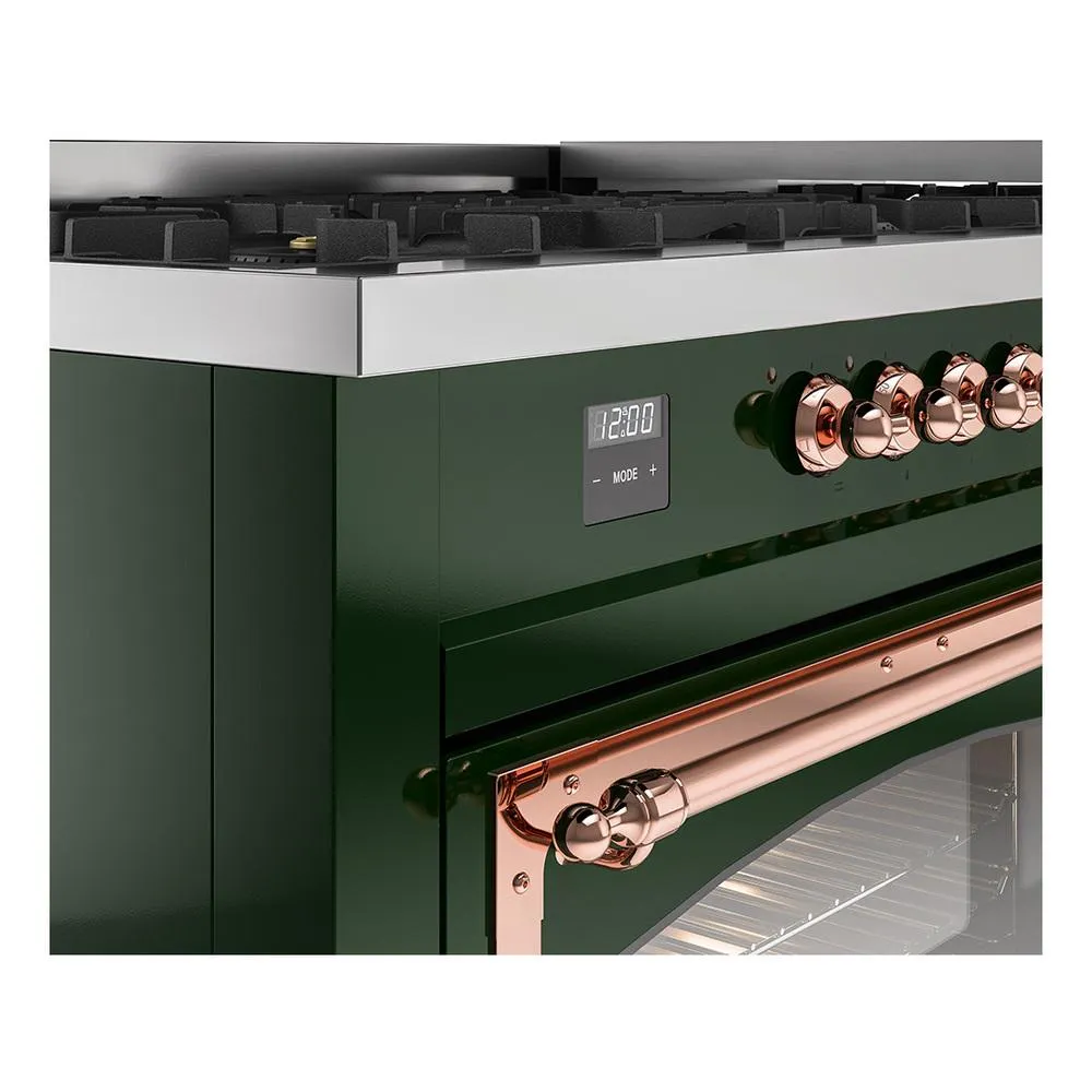 Ilve UN60FNMPEGPLP Ilve Un60Fnmpegplp Nostalgie Ii Noblesse 60" Dual Fuel Range (9 Sealed Burners   Griddle, Liquid Propane, Triple Glass Door, Emerald Green, Copper)