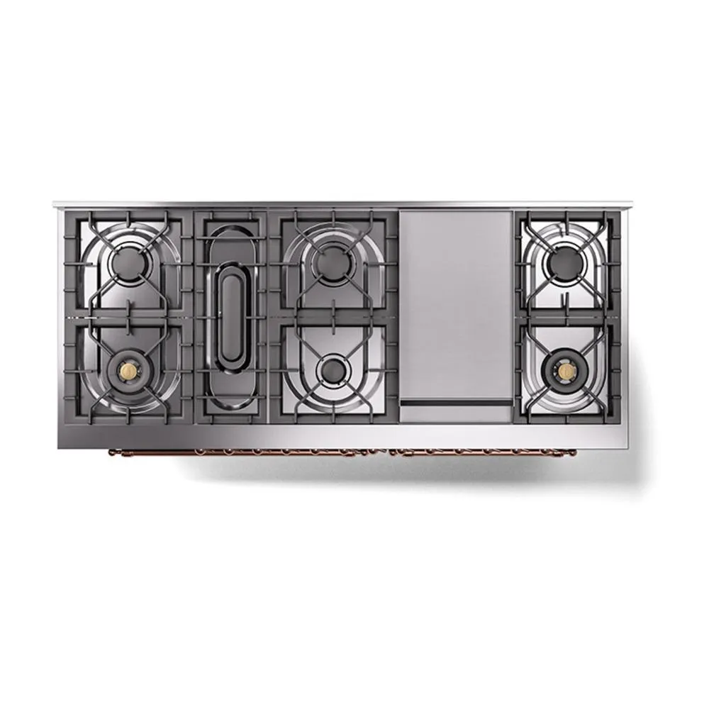 Ilve UN60FNMPEGPLP Ilve Un60Fnmpegplp Nostalgie Ii Noblesse 60" Dual Fuel Range (9 Sealed Burners   Griddle, Liquid Propane, Triple Glass Door, Emerald Green, Copper)