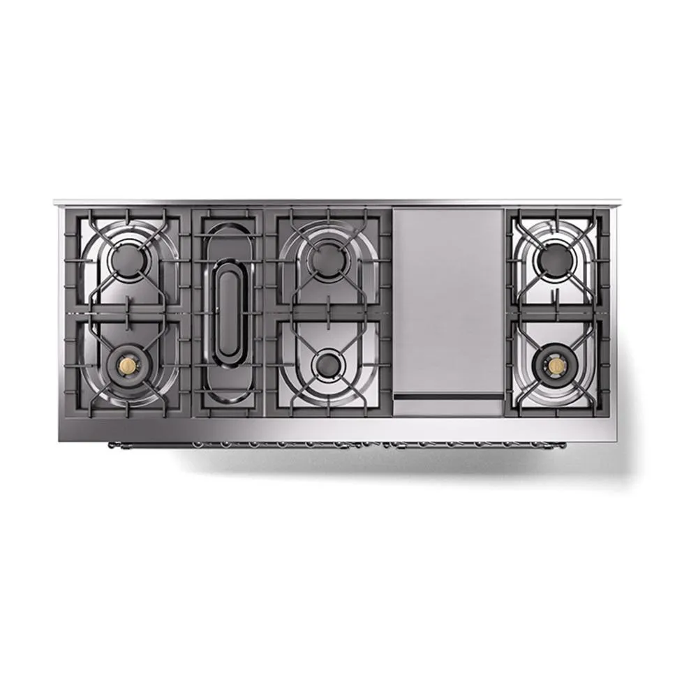 Ilve UN60FNMPMBC Ilve Un60Fnmpmbc Nostalgie Ii Noblesse 60" Dual Fuel Range (9 Sealed Burners   Griddle, Natural Gas, Triple Glass Door, Midnight Blue, Chrome)