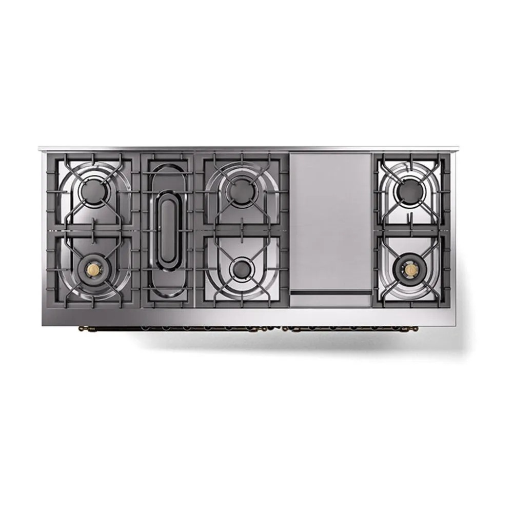 Ilve UN60FNMPRAB Ilve Un60Fnmprab Nostalgie Ii Noblesse 60" Dual Fuel Range (9 Sealed Burners   Griddle, Natural Gas, Triple Glass Door, Ral, Burnished)