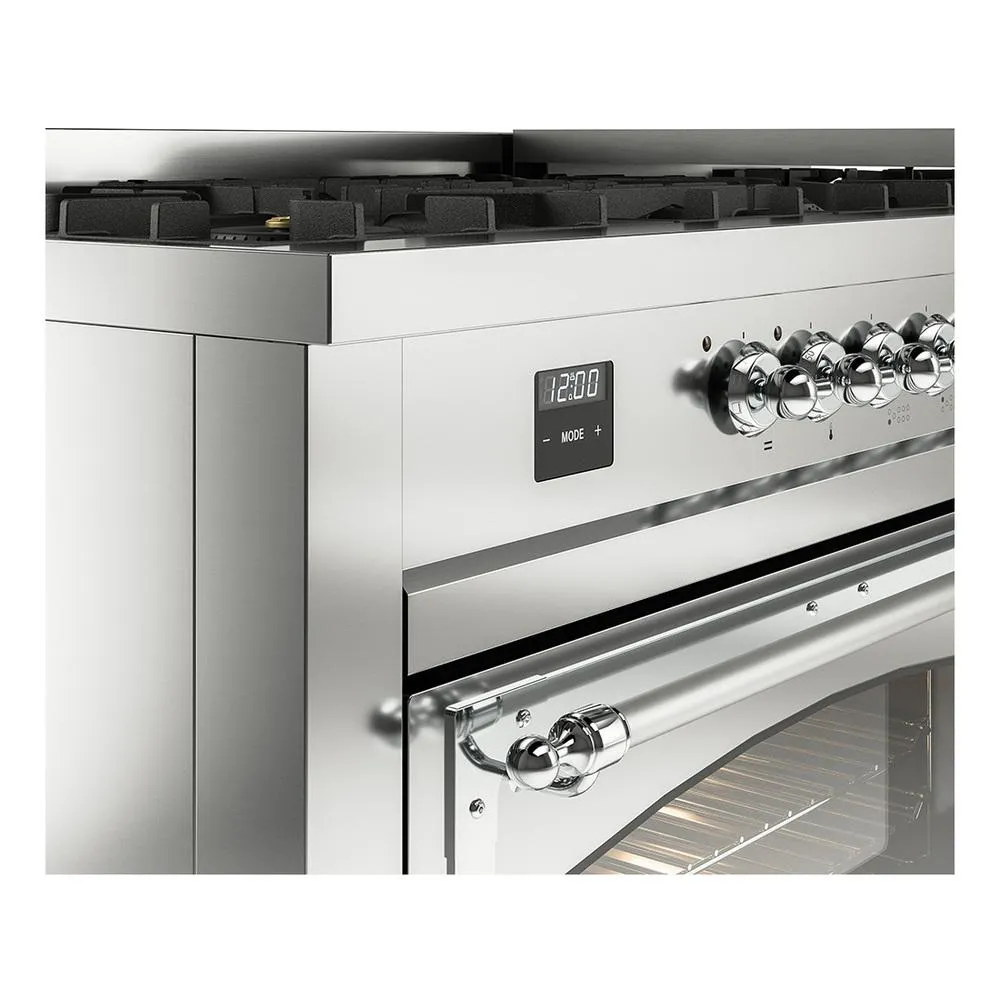 Ilve UN60FNMPSSCLP Ilve Un60Fnmpssclp Nostalgie Ii Noblesse 60" Dual Fuel Range (9 Sealed Burners   Griddle, Liquid Propane, Triple Glass Door, Stainless Steel, Chrome)