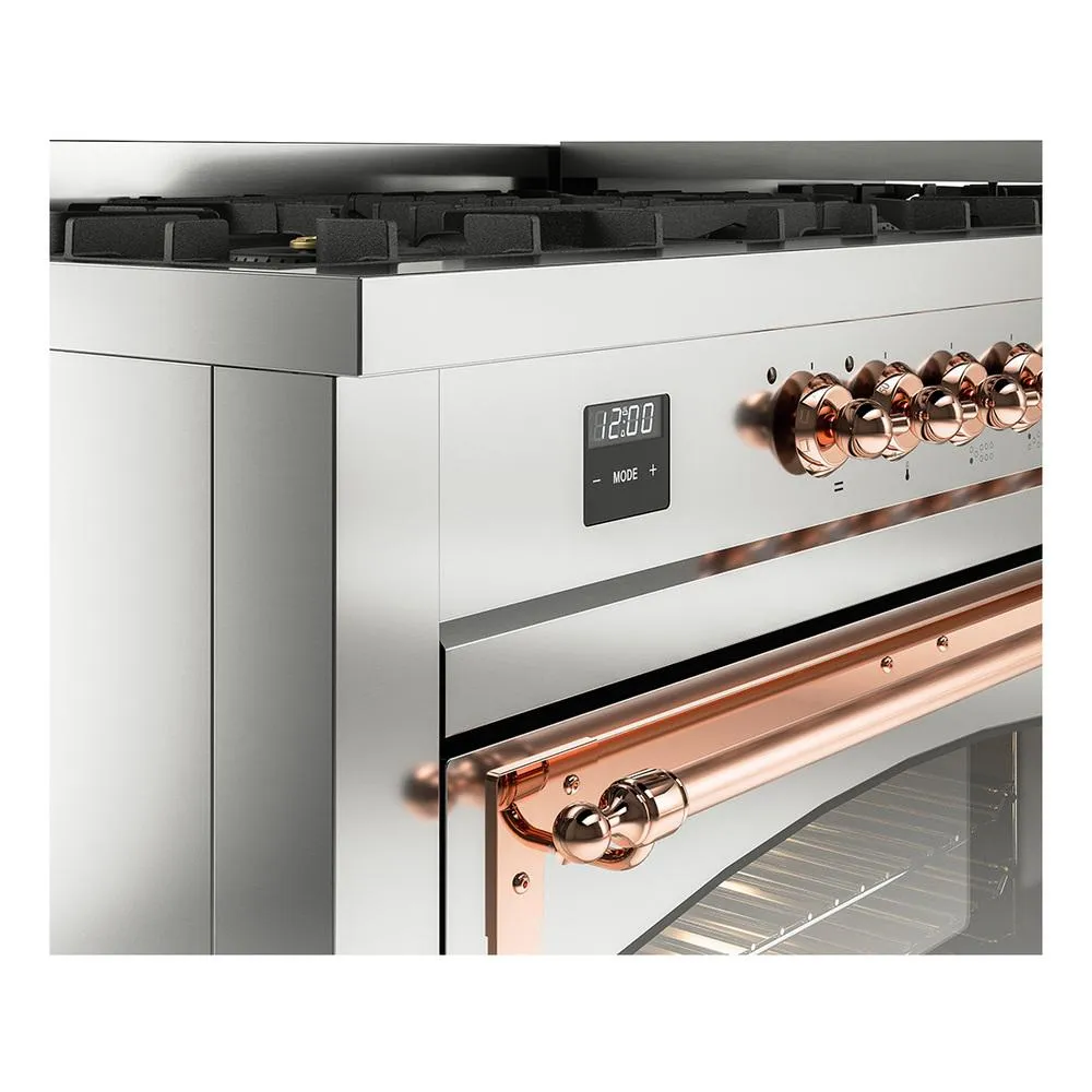 Ilve UN60FNMPSSPLP Ilve Un60Fnmpssplp Nostalgie Ii Noblesse 60" Dual Fuel Range (9 Sealed Burners   Griddle, Liquid Propane, Triple Glass Door, Stainless Steel, Copper)