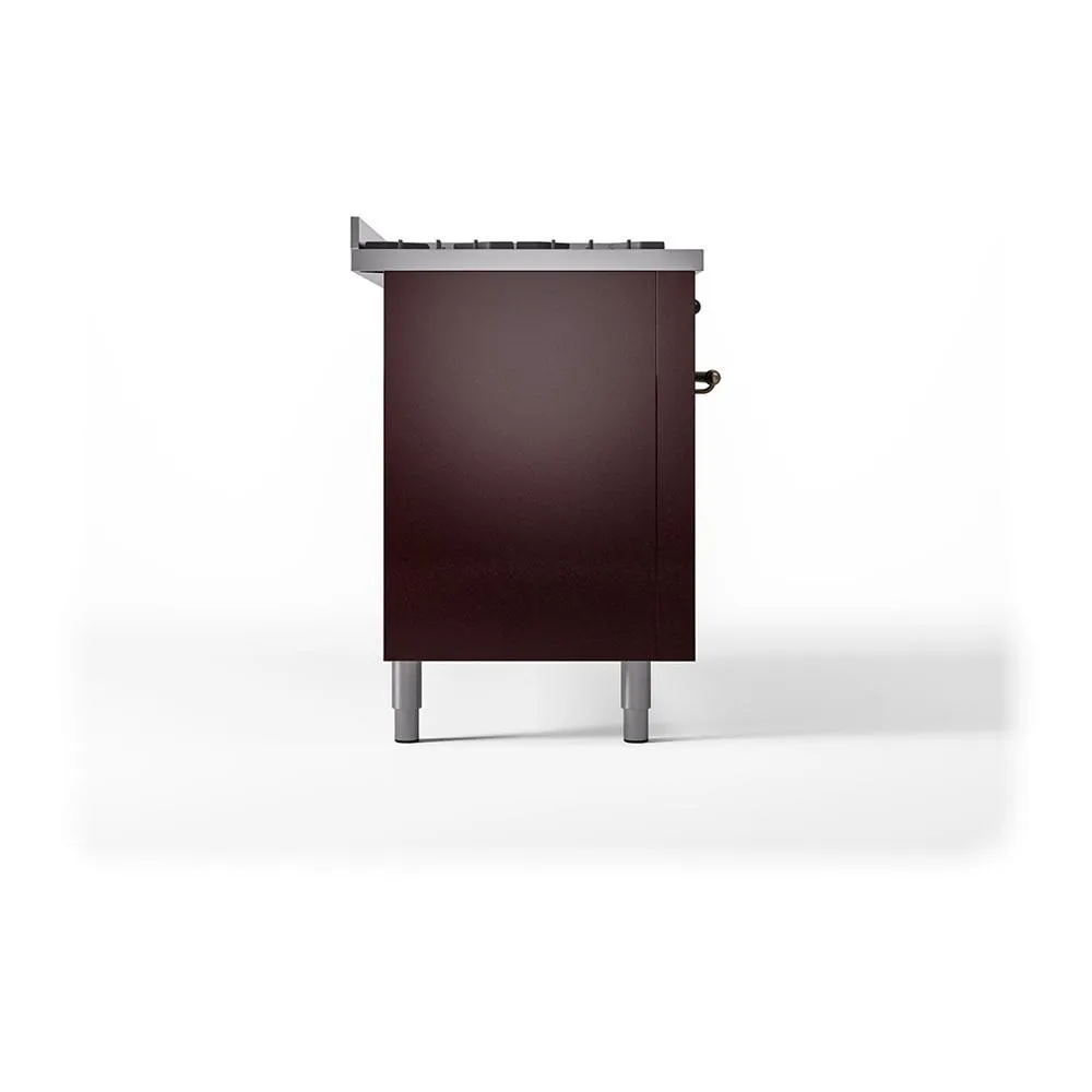 Ilve UN60FQNMPBUB Ilve Un60Fqnmpbub Nostalgie Ii Noblesse 60" Dual Fuel Range (9 Sealed Burners   Griddle, Natural Gas, Solid Door, Burgundy, Burnished)