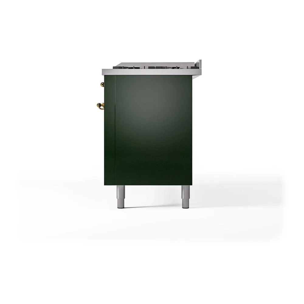 Ilve UN60FQNMPEGG Ilve Un60Fqnmpegg Nostalgie Ii Noblesse 60" Dual Fuel Range (9 Sealed Burners   Griddle, Natural Gas, Solid Door, Emerald Green, Brass)